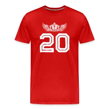 Couronne de 20 chiffres - T-shirt bio Premium Homme - rouge - Devant - Damien (186cm)