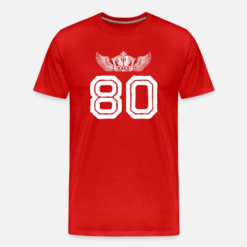 80 Zahl Krone - Männer Premium Bio T-Shirt - Rot
