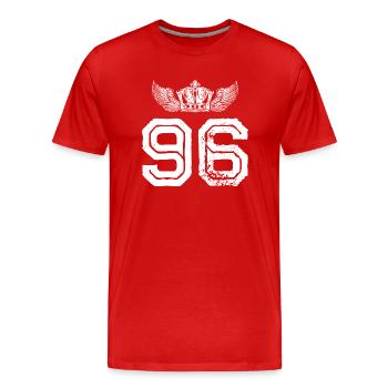 96 Couronne numérique - T-shirt bio Premium Homme - rouge - Devant - Damien (186cm)