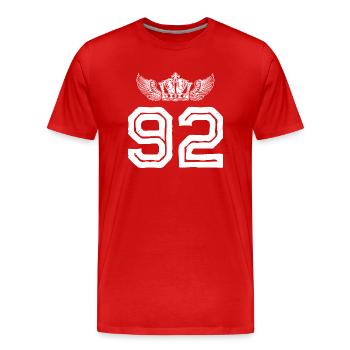 92 Number crown - Men's Premium Organic T-Shirt - red - Front - Damien (186cm)