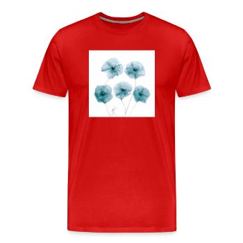 Coquelicot Photo Blanc Bleu Gris - T-shirt bio Premium Homme - rouge - Devant - Damien (186cm)