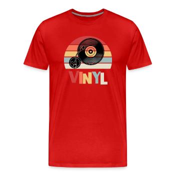 VINYL RETRO MUSIC DESIGN - Männer Premium Bio T-Shirt - Rot - Vorne - Damien (186cm)