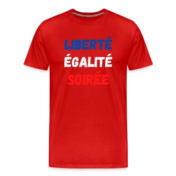 Liberté égalité soirée - T-shirt bio Premium Homme - rouge - Devant - Damien (186cm)