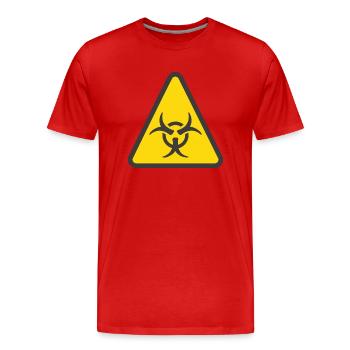 Warnschild Biogefahr gelb - Männer Premium Bio T-Shirt - Rot - Vorne - Damien (186cm)