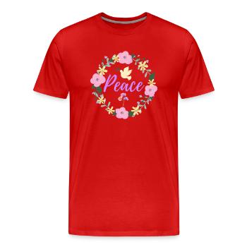 Paix - T-shirt bio Premium Homme - rouge - Devant - Damien (186cm)