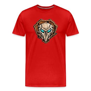 Holz Design Logo - Männer Premium Bio T-Shirt - Rot - Vorne - Damien (186cm)