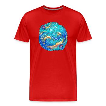 Wilder Ozean - Männer Premium Bio T-Shirt - Rot - Vorne - Damien (186cm)