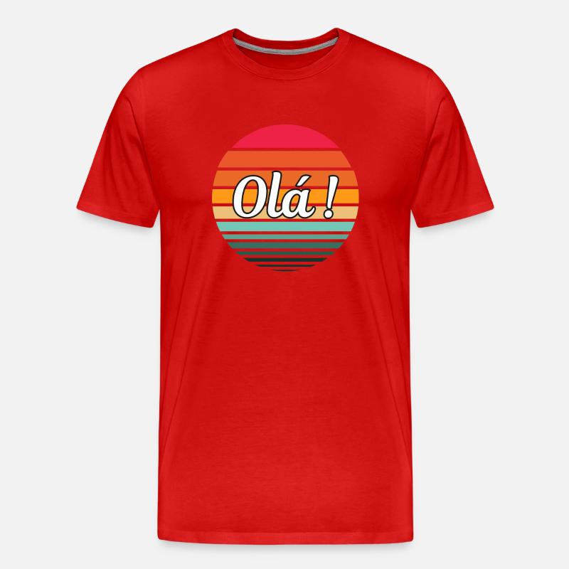 Hallo! - Männer Premium Bio T-Shirt - Rot