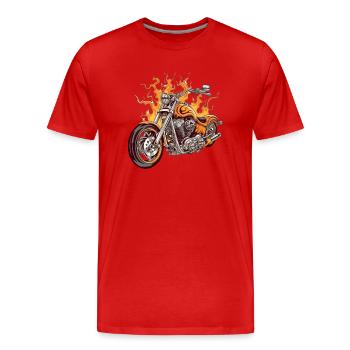Orange chopper motorcycle - Men's Premium Organic T-Shirt - red - Front - Damien (186cm)