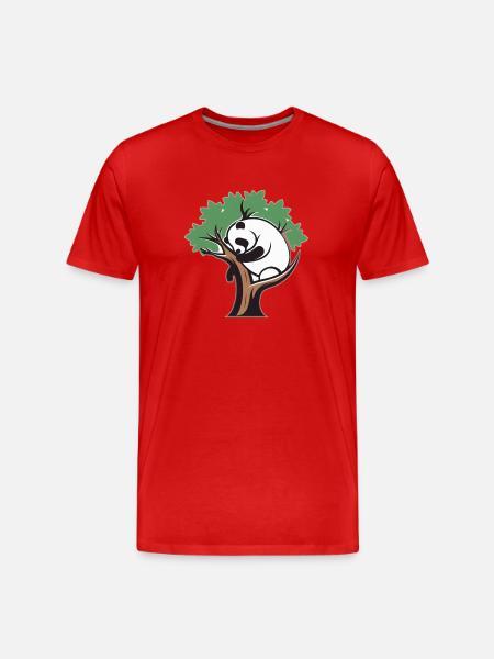Panda in a tree - Men's Premium Organic T-Shirt - red