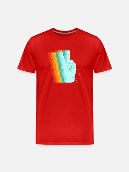 Friedens-Retro-Zeichen - Männer Premium Bio T-Shirt - Rot