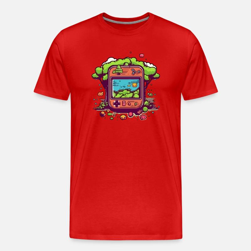 Retro-Videospiel - Männer Premium Bio T-Shirt - Rot