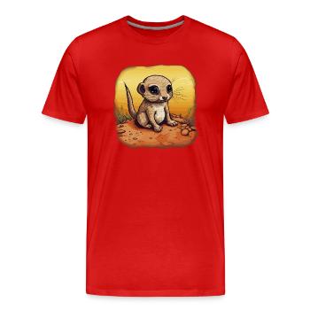 Meerkat Baby Mongoose Africa Sunset - Men's Premium Organic T-Shirt - red - Front - Damien (186cm)