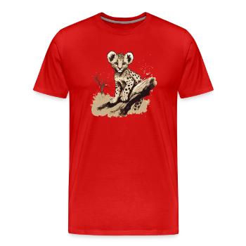 Bébé guépard Animaux sauvages Afrique sauvage - T-shirt bio Premium Homme - rouge - Devant - Damien (186cm)