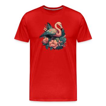 Flamingo Vogel Natur Tiere Wildnis Tropisch - Männer Premium Bio T-Shirt - Rot - Vorne - Damien (186cm)
