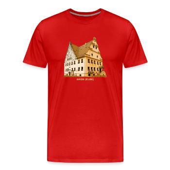 Hôtel de ville d’Aken Elbe, Bitterfeld, Saxe-Anhalt - T-shirt bio Premium Homme - rouge - Devant - Damien (186cm)