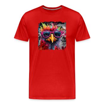 Rafraîchir avec des lunettes. Agriculteurs et conception paysanne - T-shirt bio Premium Homme - rouge - Devant - Damien (186cm)