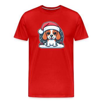 Beagle Christmas - Cute puppy dog - Men's Premium Organic T-Shirt - red - Front - Damien (186cm)