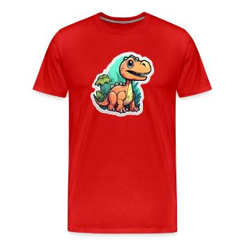 dinosaure dessin animé - T-shirt bio Premium Homme - rouge - Devant - Damien (186cm)