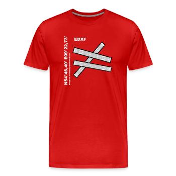 Flugplatz EDXF Design mit Namen und Koordinaten - Männer Premium Bio T-Shirt - Rot - Vorne - Damien (186cm)