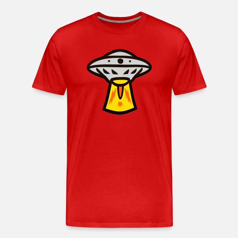 UFO Alien Raumschiff - Männer Premium Bio T-Shirt - Rot