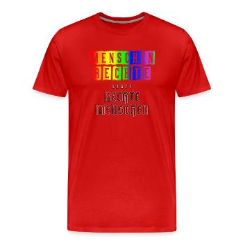 Menschenrechte und Vielfalt in der Gesellschaft - Männer Premium Bio T-Shirt - Rot - Vorne - Damien (186cm)