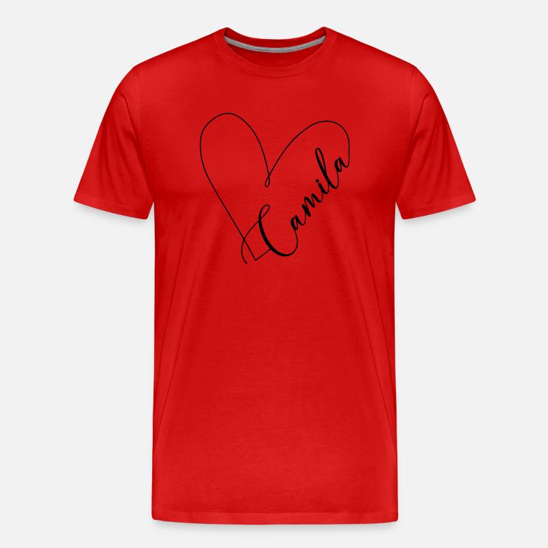 Camila Name Herzlinie - Männer Premium Bio T-Shirt - Rot