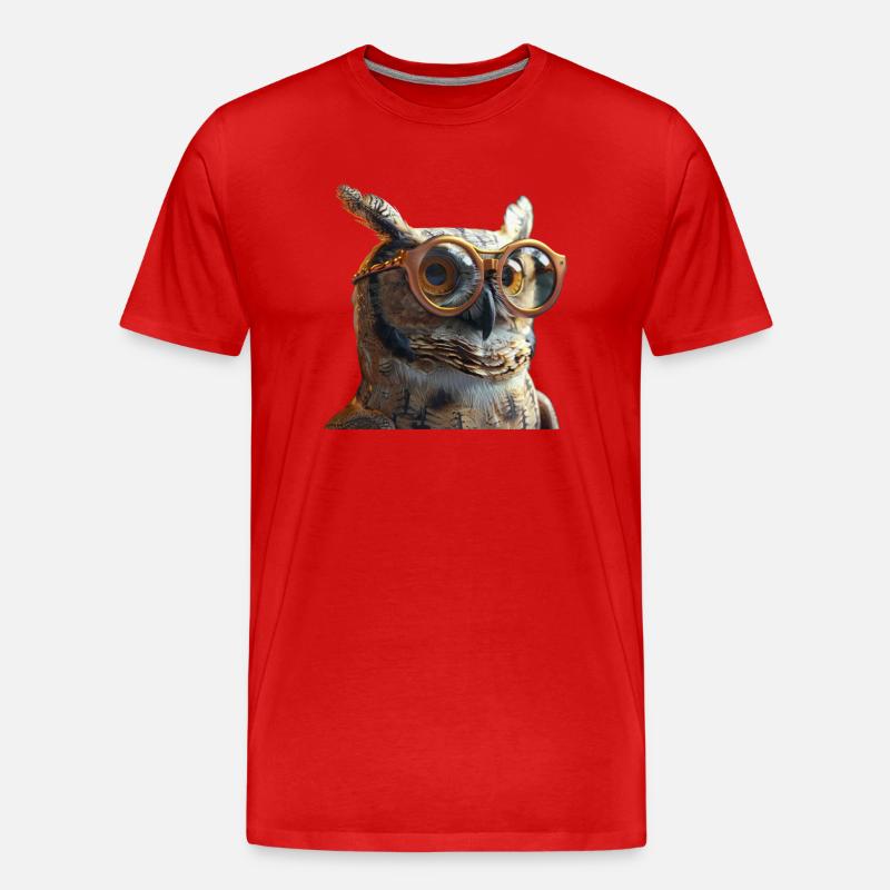 Eule mit Brille - Männer Premium Bio T-Shirt - Rot