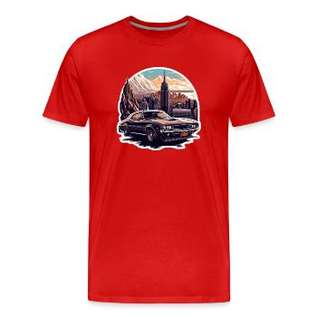 Vintage American and Sports Car - Men's Premium Organic T-Shirt - red - Front - Damien (186cm)