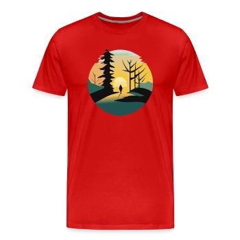 Sonnenaufgang im Wald - Männer Premium Bio T-Shirt - Rot - Vorne - Damien (186cm)