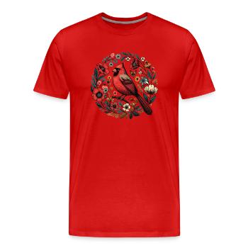 Cardinal rouge du Nord - T-shirt bio Premium Homme - rouge - Devant - Damien (186cm)