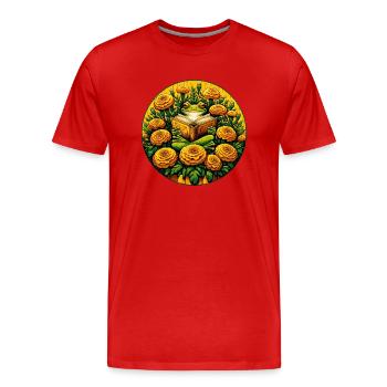 Frog Reading - Men's Premium Organic T-Shirt - red - Front - Damien (186cm)