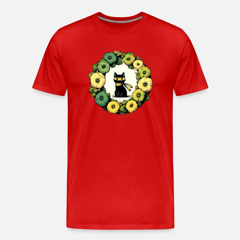 Ninja-Katze - Männer Premium Bio T-Shirt - Rot