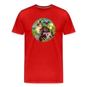 Brown Tabby Cat Iris - Men's Premium Organic T-Shirt - red - Front - Damien (186cm)