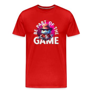Boardgamer - Faites partie du jeu - T-shirt bio Premium Homme - rouge - Devant - Damien (186cm)