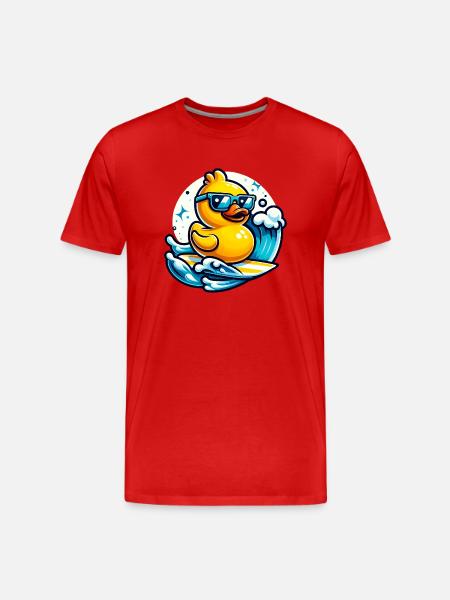 Surf's Up Ducky - Men's Premium Organic T-Shirt - red