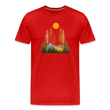 Versteckter Wald und Hirsche - Männer Premium Bio T-Shirt - Rot - Vorne - Damien (186cm)
