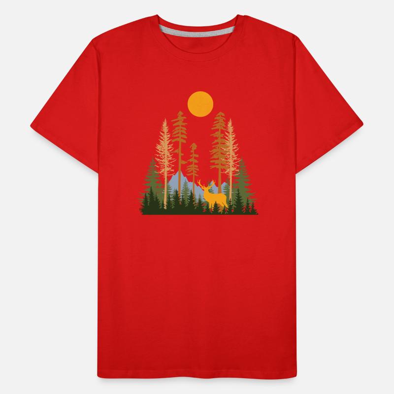 Forêt cachée et cerfs T-shirt bio Premium Homme