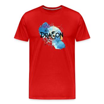 Rette den Drachen - Männer Premium Bio T-Shirt - Rot - Vorne - Damien (186cm)
