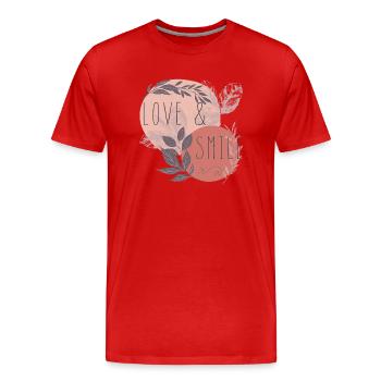 Love & Smile - Männer Premium Bio T-Shirt - Rot - Vorne - Damien (186cm)
