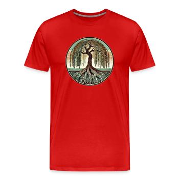Saule pleureur - T-shirt bio Premium Homme - rouge - Devant - Damien (186cm)