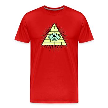 Illuminati Pyramid - Men's Premium Organic T-Shirt - red - Front - Damien (186cm)