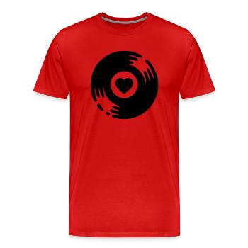 Vinyl Record - Men's Premium Organic T-Shirt - red - Front - Damien (186cm)