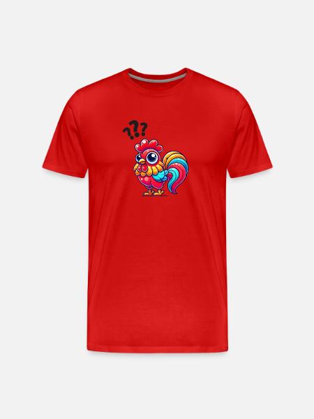 rooster rooster question mark - Men's Premium Organic T-Shirt - red