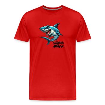 attaque de requin - T-shirt bio Premium Homme - rouge - Devant - Damien (186cm)