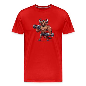 stier fitness - Männer Premium Bio T-Shirt - Rot - Vorne - Damien (186cm)