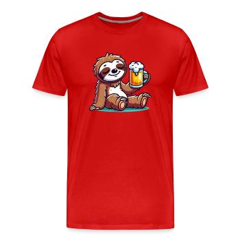 Bande dessinée de bière paresseux - T-shirt bio Premium Homme - rouge - Devant - Damien (186cm)