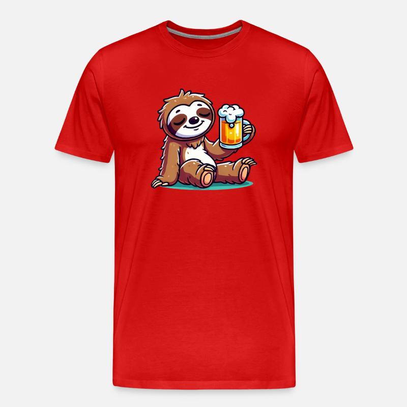 faultier bier comic - Männer Premium Bio T-Shirt - Rot