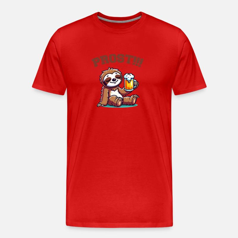 faultier bier comic - Männer Premium Bio T-Shirt - Rot