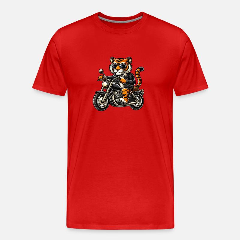 motorrad tiger comic - Männer Premium Bio T-Shirt - Rot